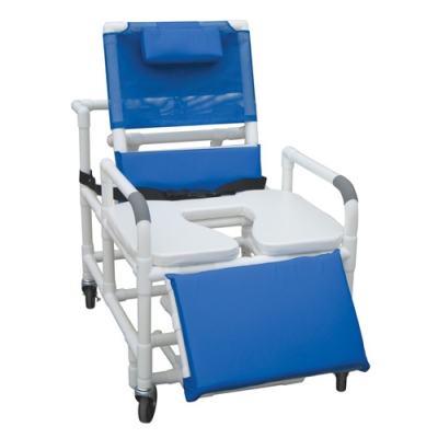 Lumex 26" Bariatric Reclining Commode Bath Seat with Elevated Leg Rest, Swing Away Arms, Soft Seat, and Safety Belt