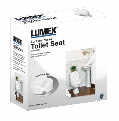 Lumex Locking Raised Toilet Seat in Retail Packaging
