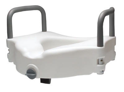 Lumex Locking Raised Toilet Seat with Removable Arms in Retail Packaging