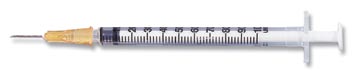 BD insulin syringe, 1 mL with detachable needle 25 G x 5/8 in