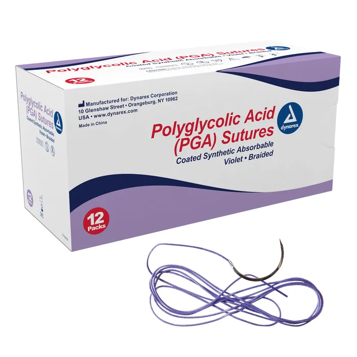 Braided (PGA) Sutures-Absorbable-Synthetic, Violet, 5-0, C3 Needle, 18", 12/Box