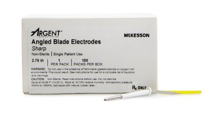 Dermal Tip Electrode  Argent™ Stainless Steel Sharp Angled Blade Disposable NonSterile 2.75