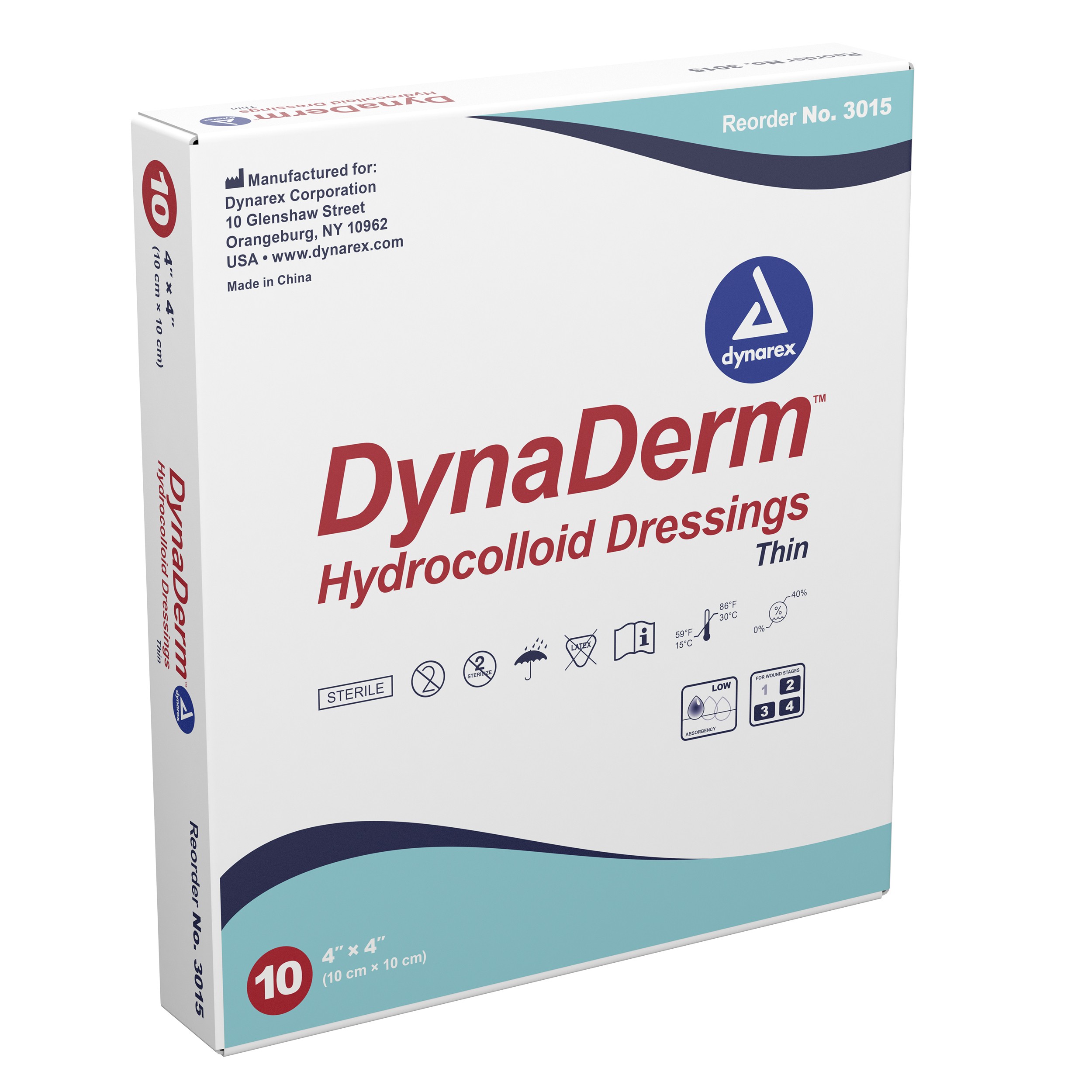 DynaDerm - Hydrocolloid Dressing - Thin, 2" x 2" 12/20/Cs