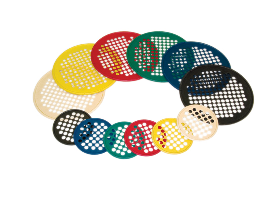 CanDo Hand Exercise Web - Low Powder - 7" Diameter - 6-piece set (tan, yellow, red, green, blue, black)