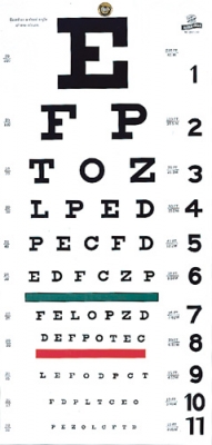 Snellen Type Plastic Eye Chart