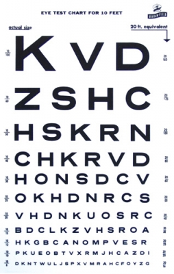 Snellen Type Plastic Eye Chart 10' distance