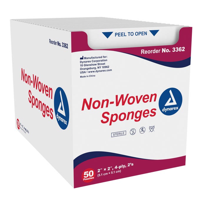 Non-Woven Gauze Sponge Sterile 2's, 2"x 2" 4 Ply, 30/50(3000/Cs)