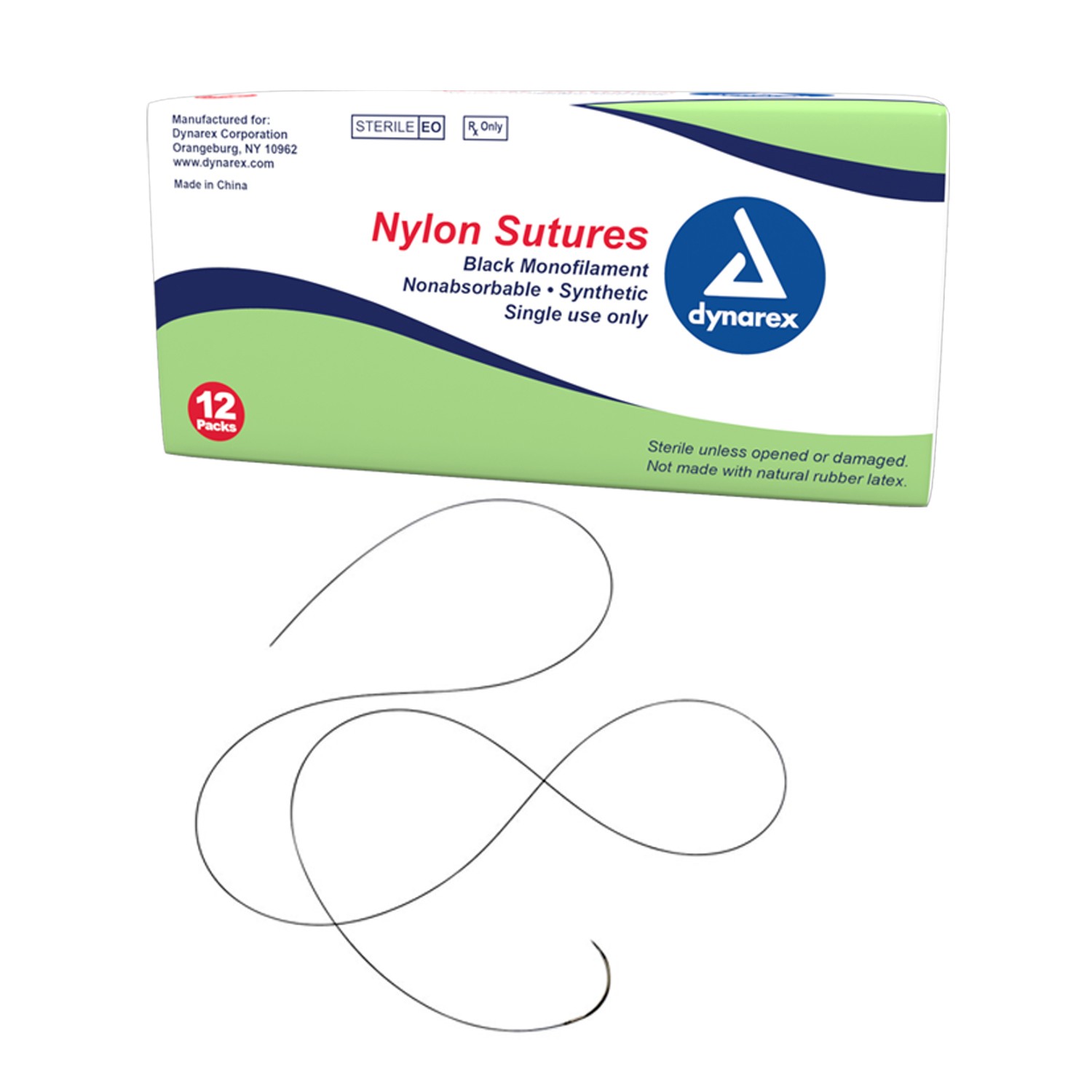 Nylon Sutures-Non Absorbable-Synthetic Black, 4-0, C3 Needle, 18"
