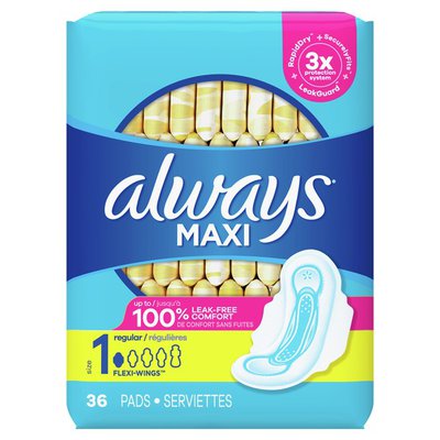 Pad Maxi Always Regular Unscented 24/Bx, 12 BX/CA