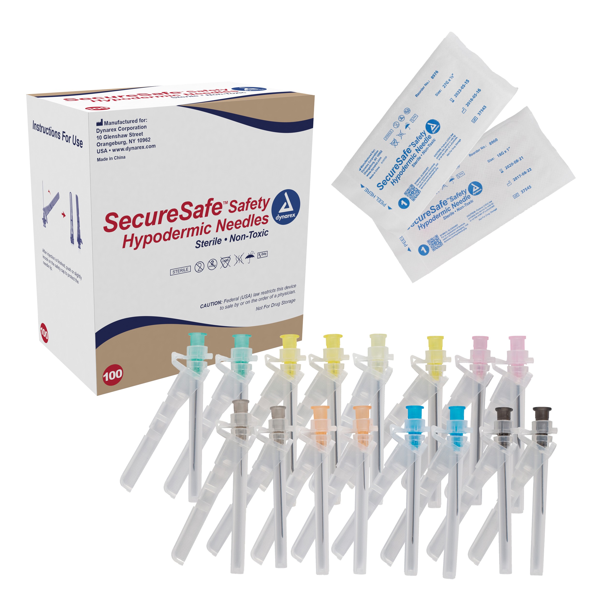 SecureSafe Safety Hypodermic Needle 25G, 5/8" needle