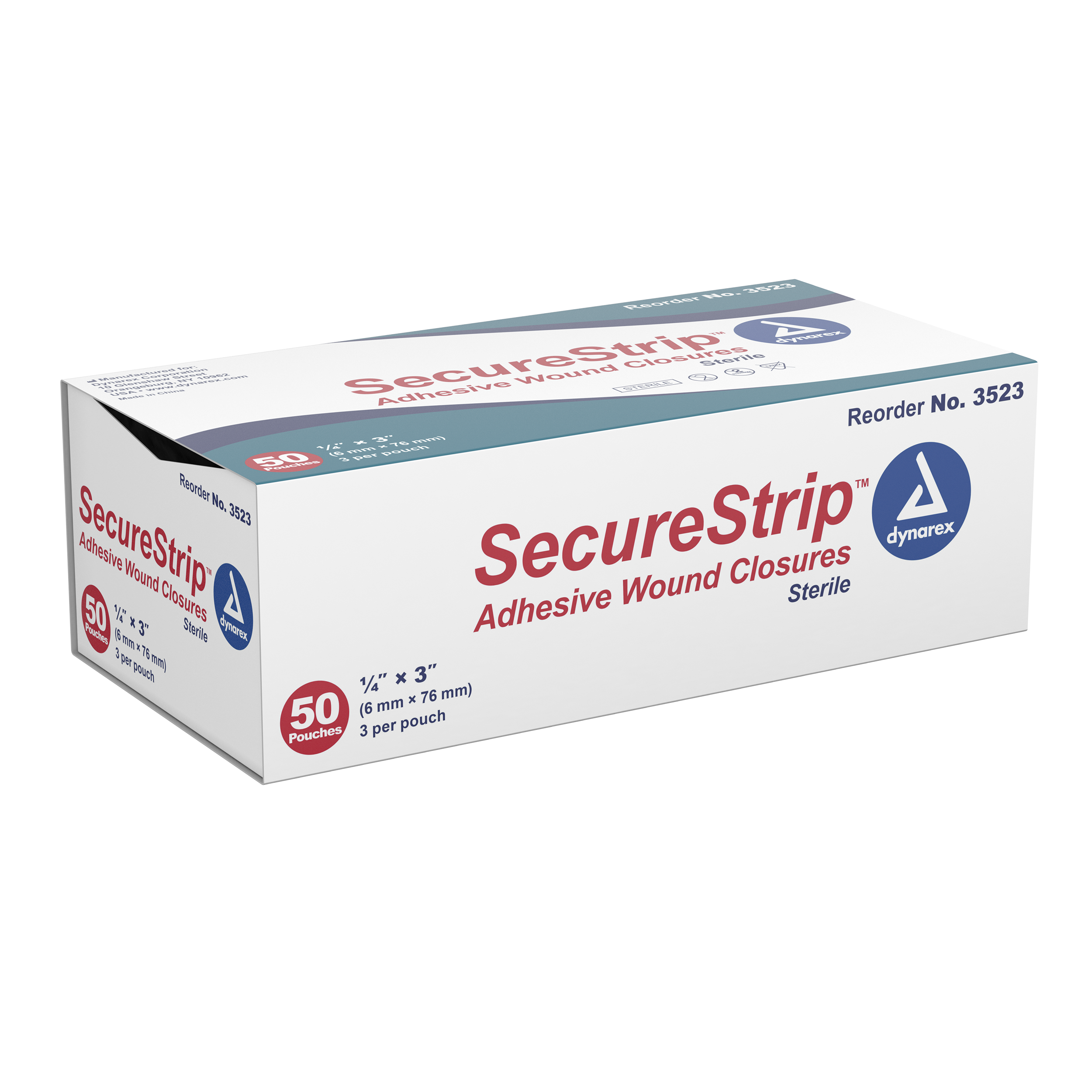 SecureStrip Adhesive Wound Closures - Sterile, 1/4" x 3", 