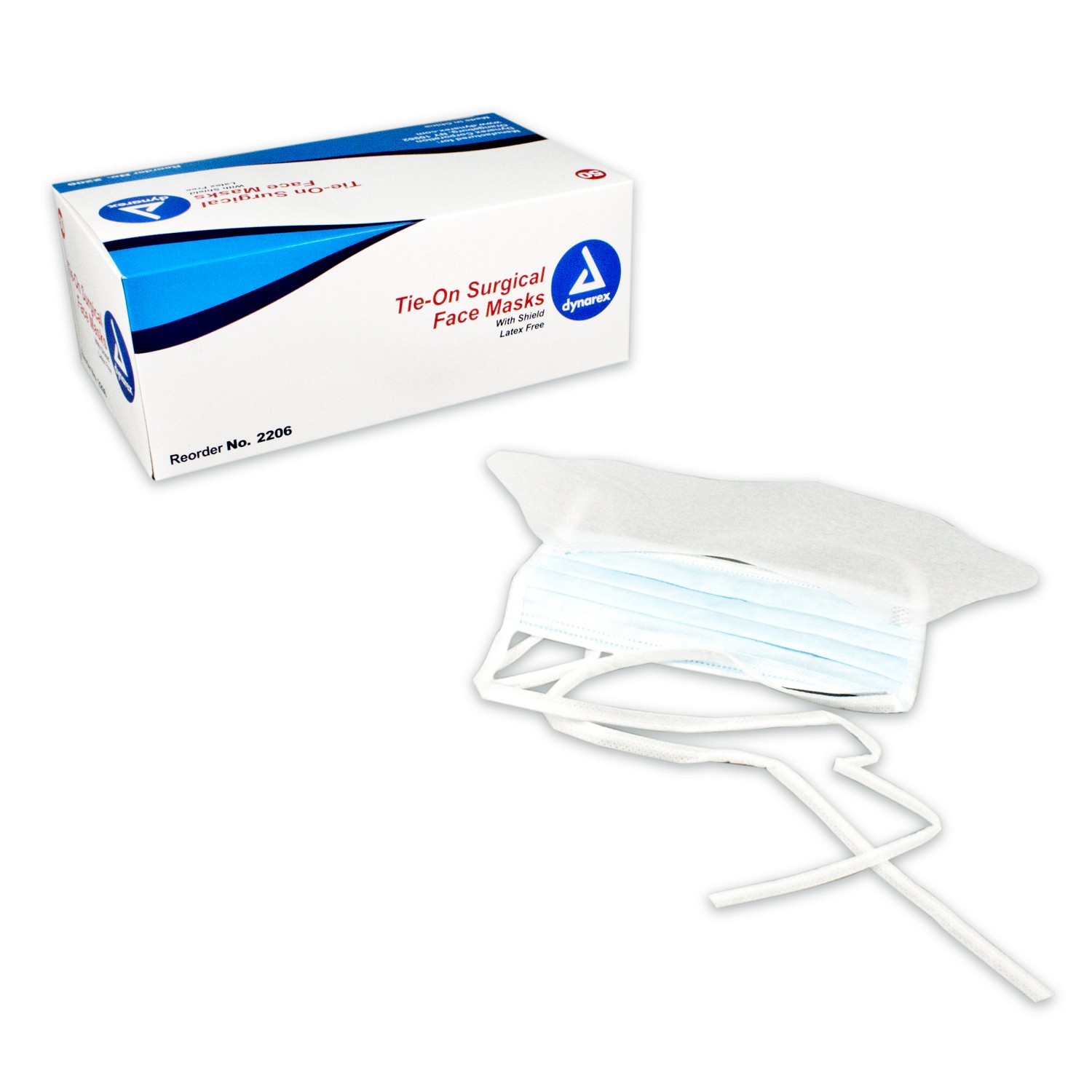 Surgical Face Mask - with Ties & Plastic Shield, Blue, 