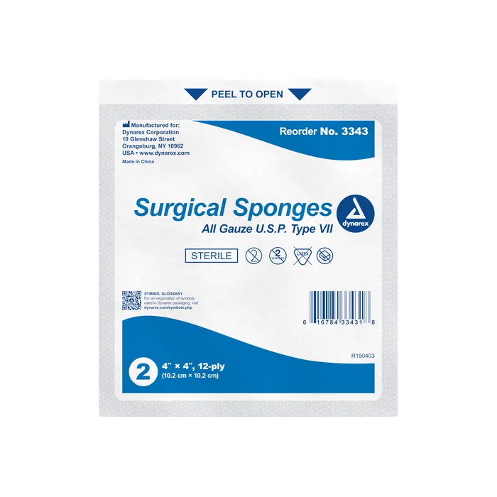 Surgical Gauze Sponge Sterile 2's, 4"x 4" 12 Ply, 24/25 (1200/Cs)
