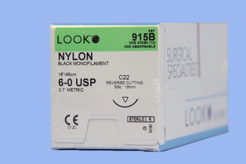 SUTURE, NYLON 6-0 18" C-22