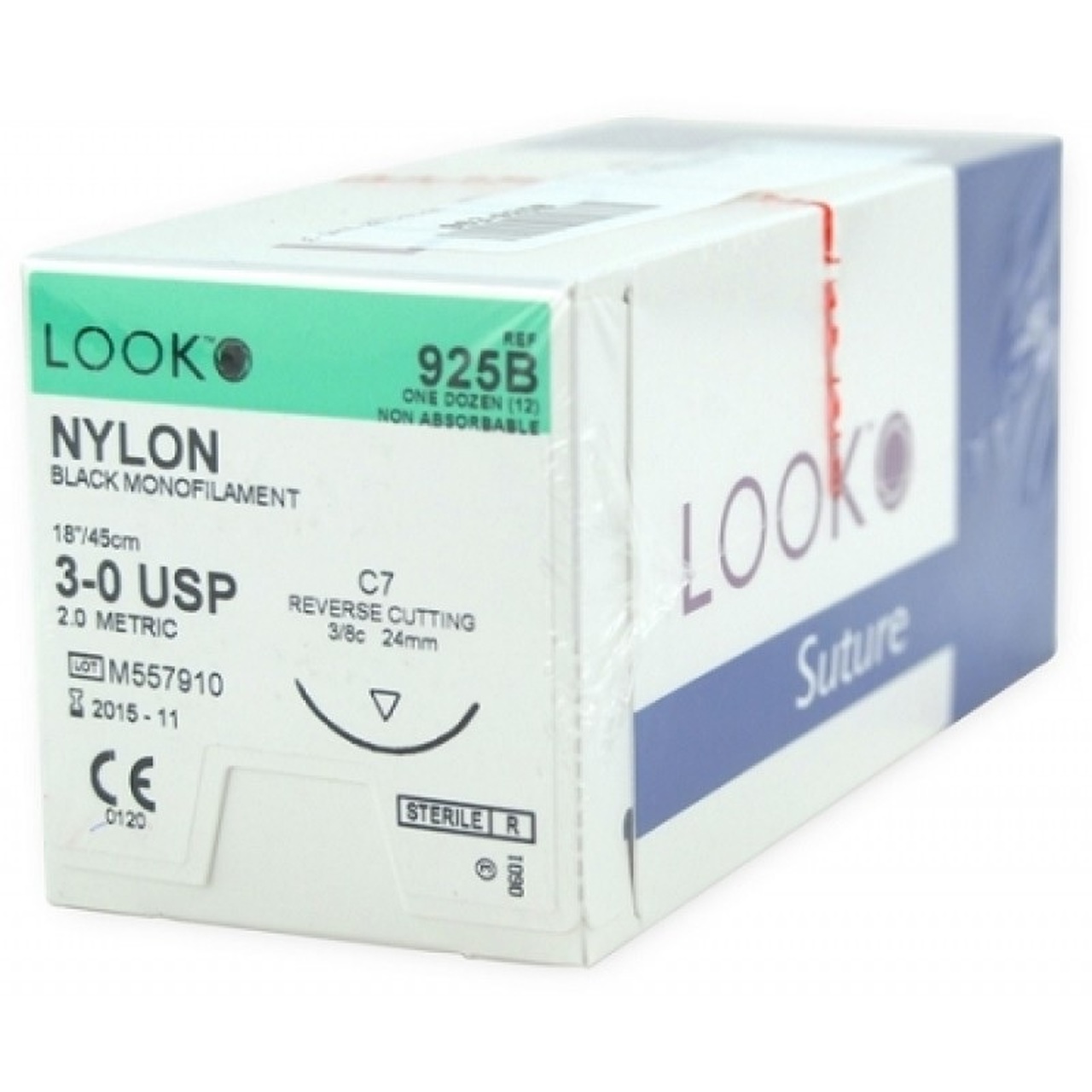 SUTURE, NYLON BLK MONO 3-0 18"C-7 (12/BX)