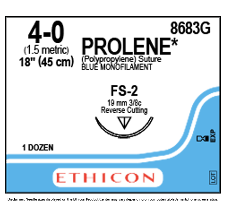 SUTURE PROLENE 4-0 FS-2 BLUE MONOFILAMENT 18IN 45CM