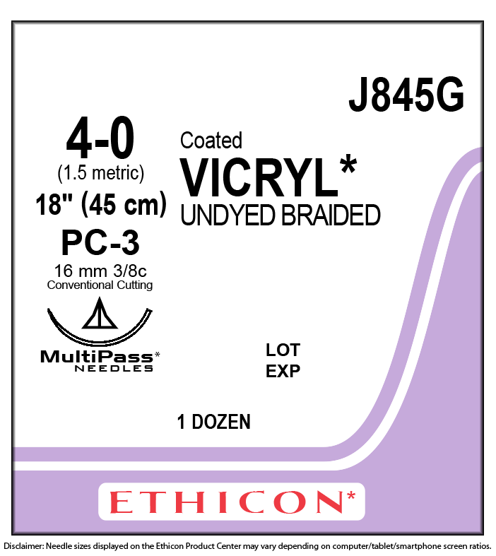 SUTURE VICRYL 4-0 PC-3 COATED UNDYED BRAIDED 18IN