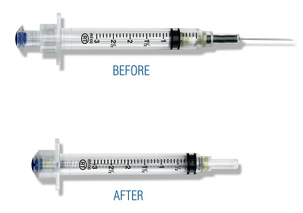 Syringe with Hypodermic Needle VanishPoint® 3 mL 25 Gauge 1 Inch Attached Needle Retractable Needle