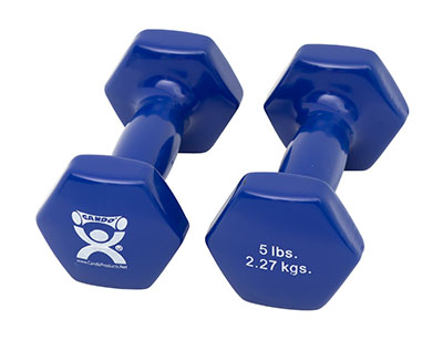 Vinyl-coated iron dumbbell,blue, 5 lb, 1 pair 